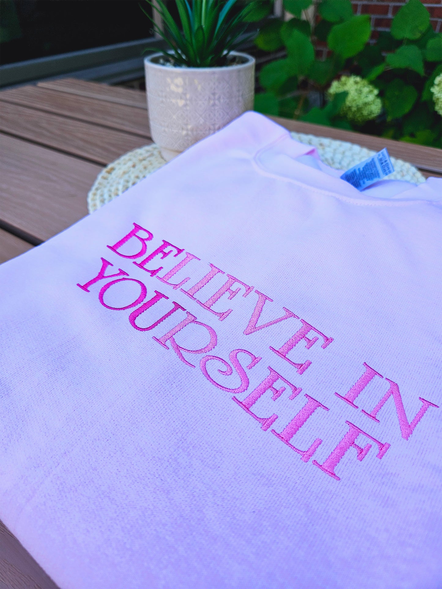 Believe In Yourself Embroidered Crewneck Sweatshirt