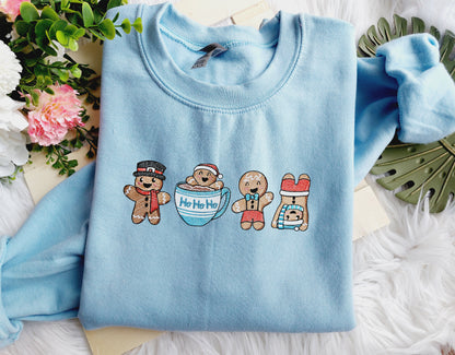 Happy Gingerbreads Embroidered Crewneck Sweatshirt