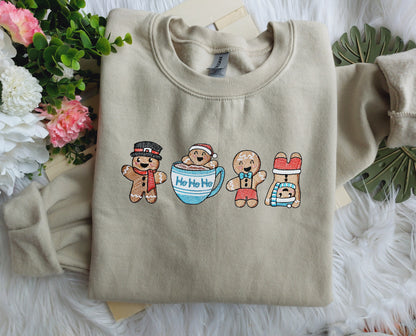 Happy Gingerbreads Embroidered Crewneck Sweatshirt