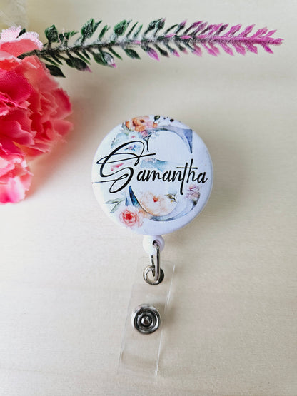 Personalized Floral Badge Reel