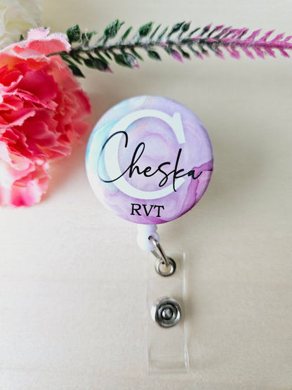 Personalized Marble Badge Reel