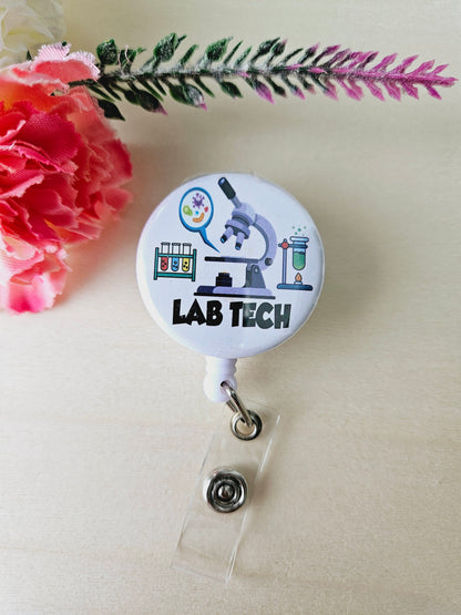 Lab Tech Buttom  Badge Reel