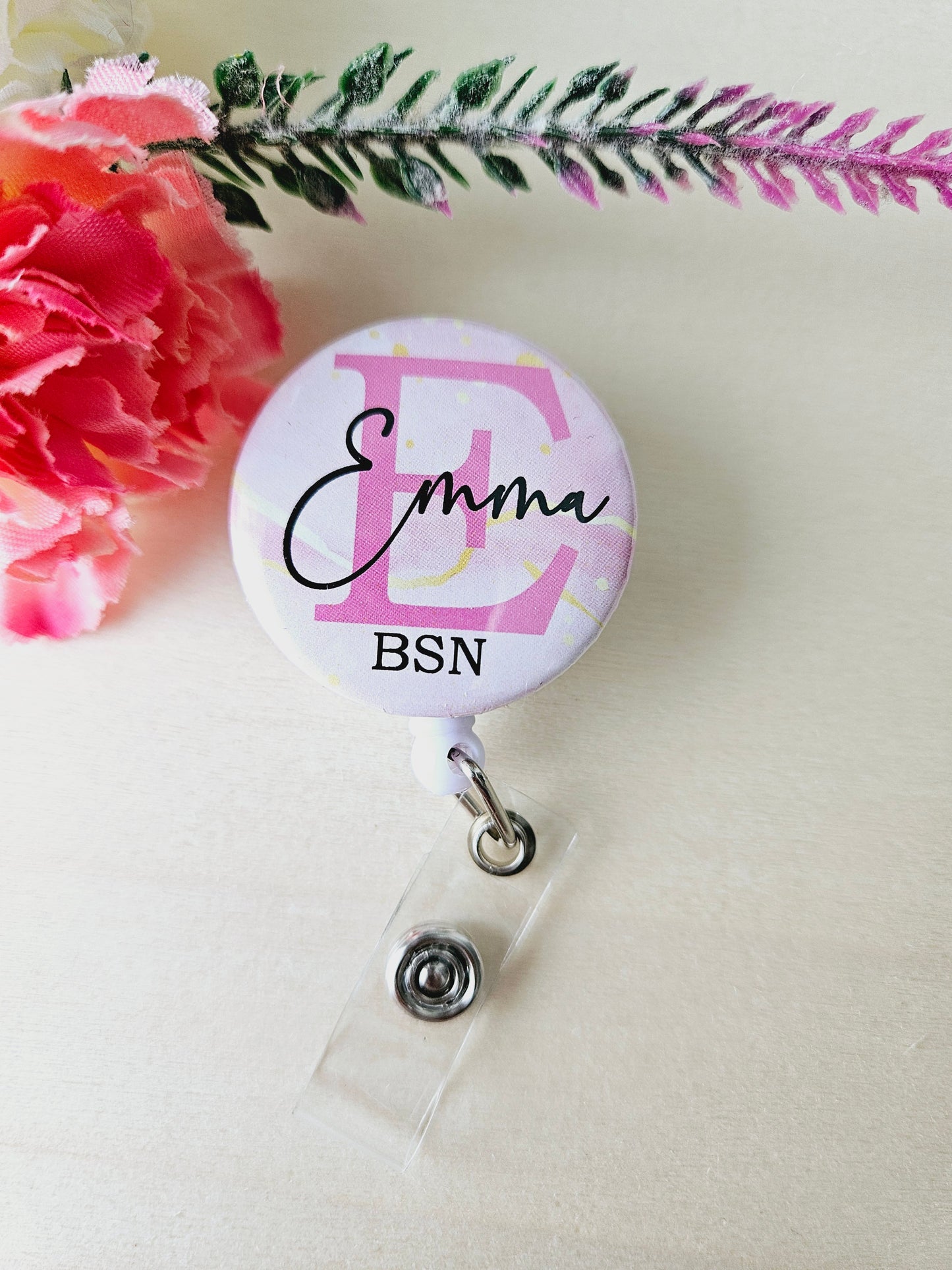 Personalized Marble Badge Reel