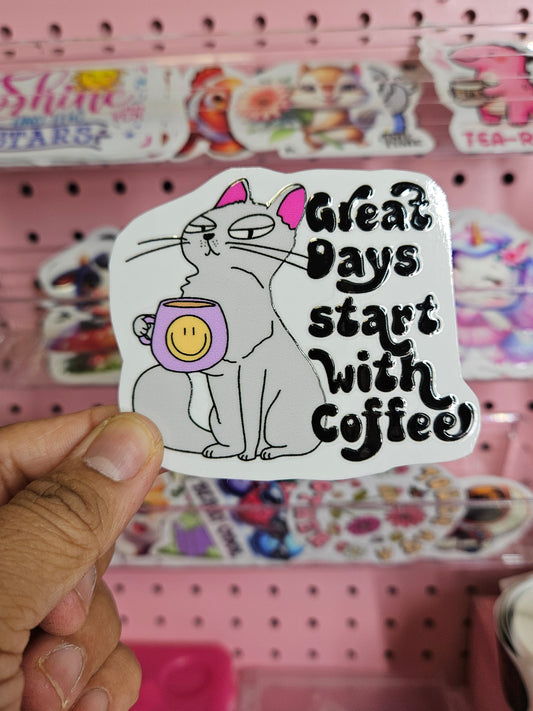 Great Days Start With Coffee Sticker