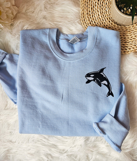 Orca Whale Embroidered Crewneck Sweatshirt