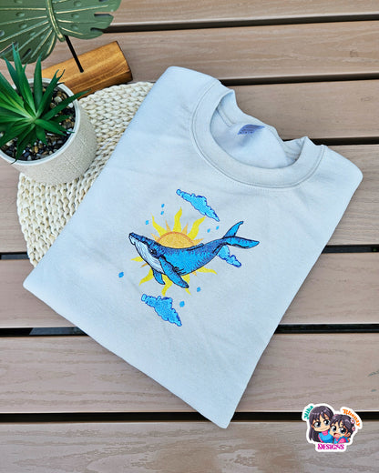 Blue Whale Embroidered Sweatshirt