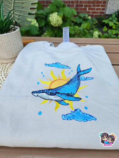 Blue Whale Embroidered Sweatshirt