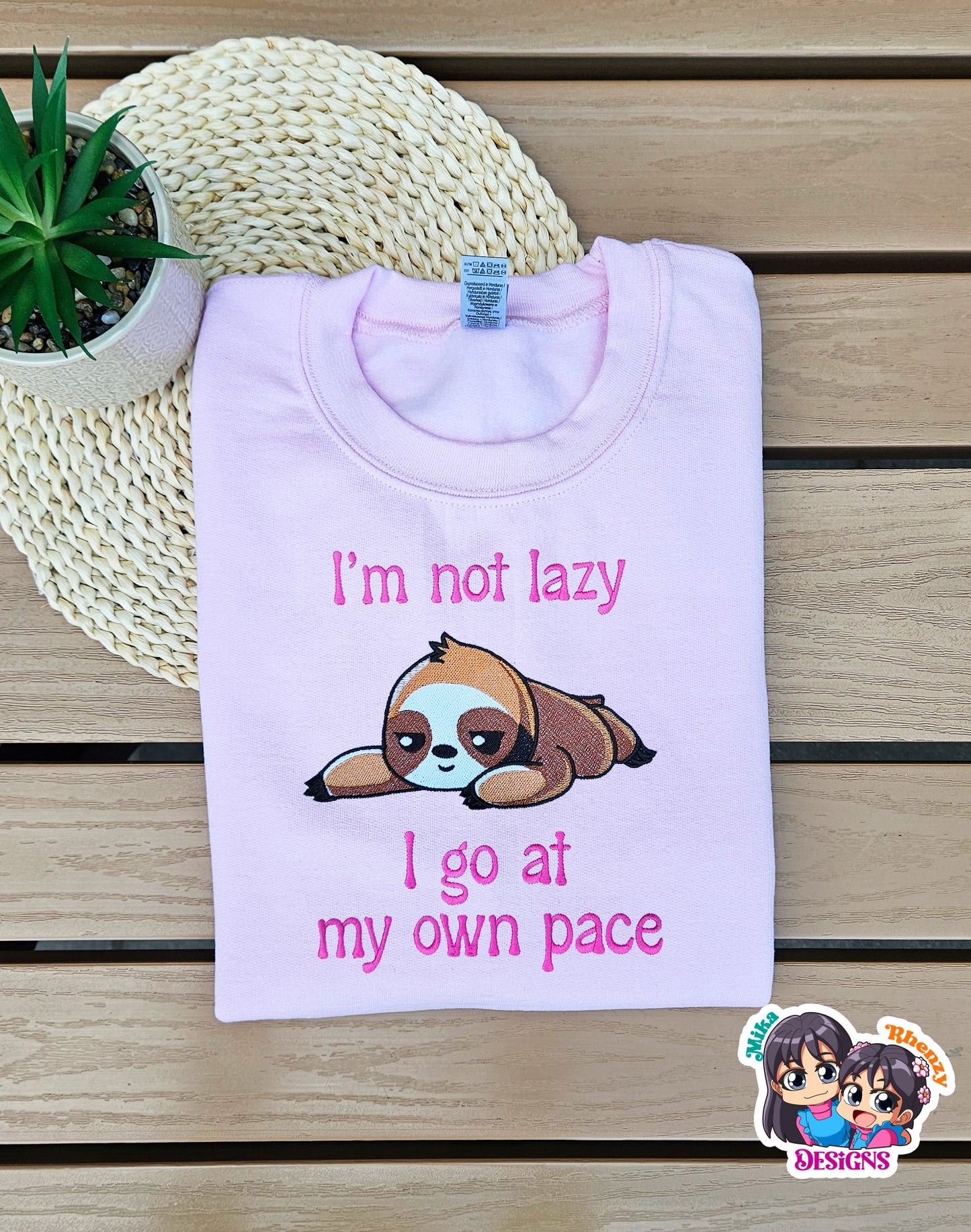 I'm Not Lazy I Go At My Own Pace Embroidered Crewneck Sweatshirt