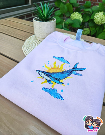 Blue Whale Embroidered Sweatshirt