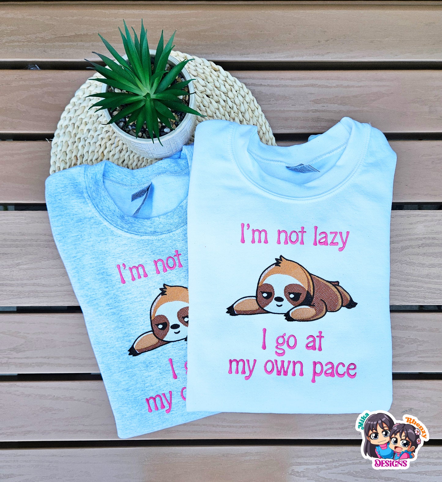 I'm Not Lazy I Go At My Own Pace Embroidered Crewneck Sweatshirt