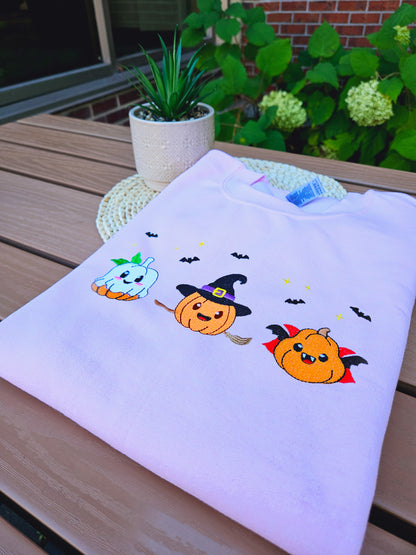 Pumpkin Halloween Embroidered Sweatshirt