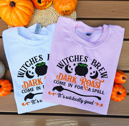 Witches Brew Dark Roast Embroidered Crewneck Sweatshirt