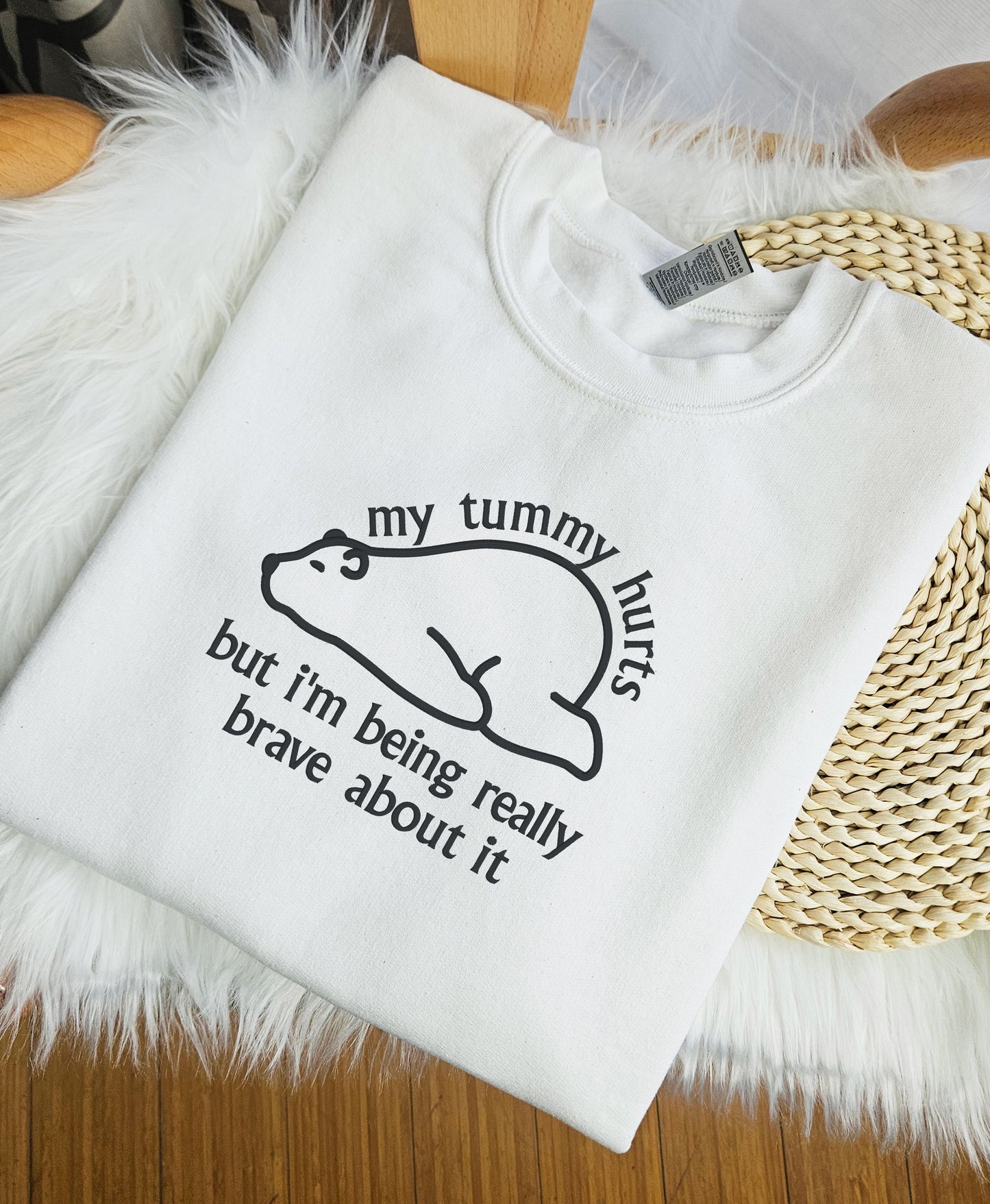 My Tummy Hurts Embroidered Crewneck Sweatshirt