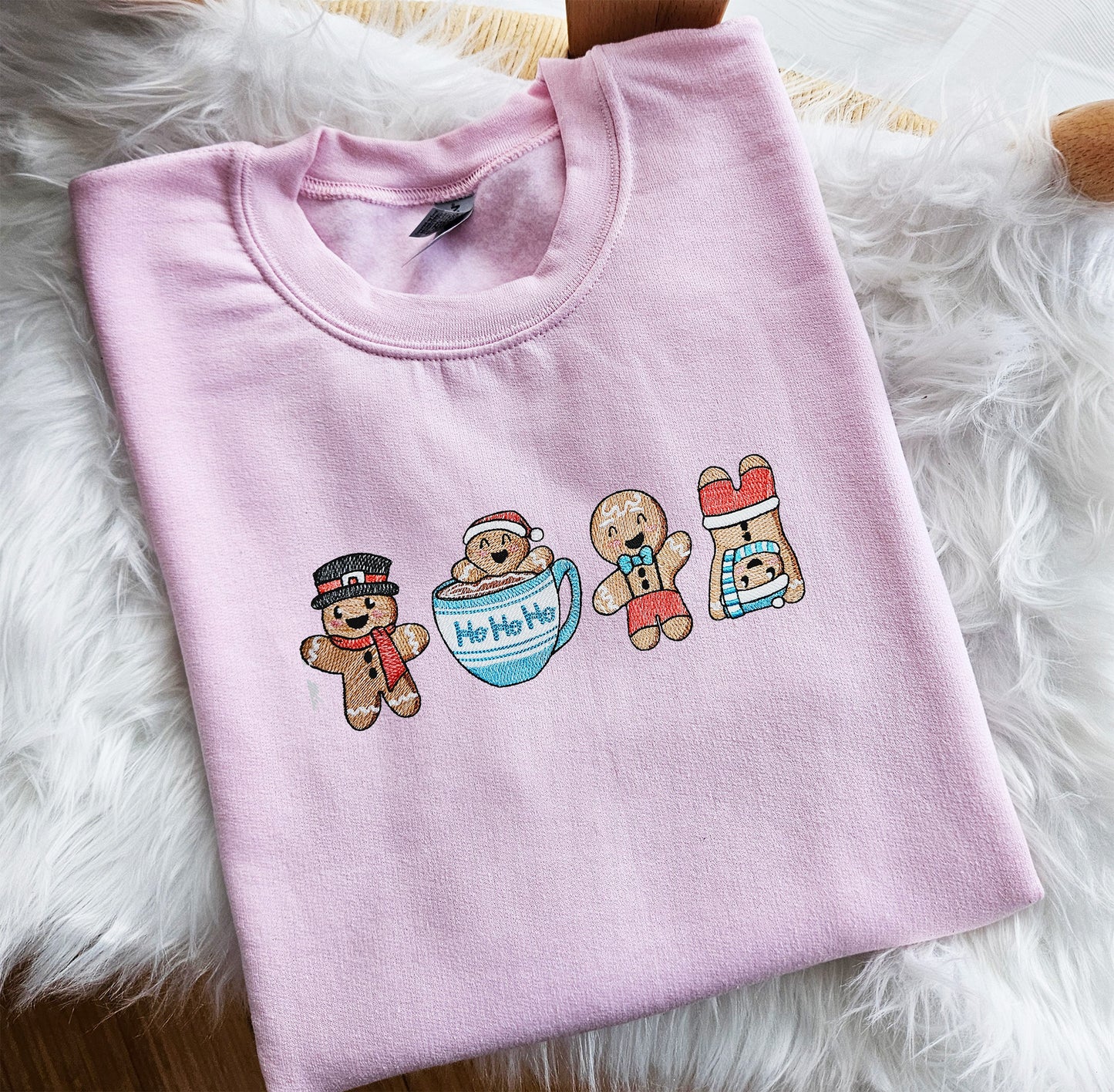 Happy Gingerbreads Embroidered Crewneck Sweatshirt