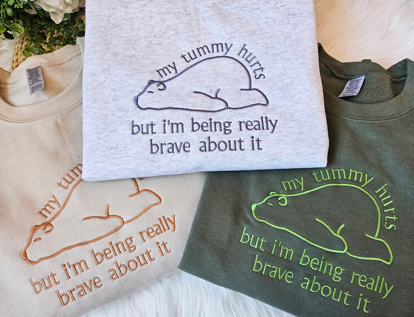 My Tummy Hurts Embroidered Crewneck Sweatshirt