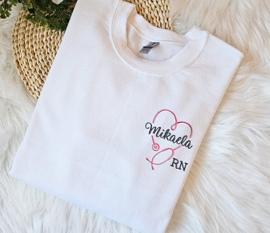 Custom Name Healthcare Embroidered Sweatshirt