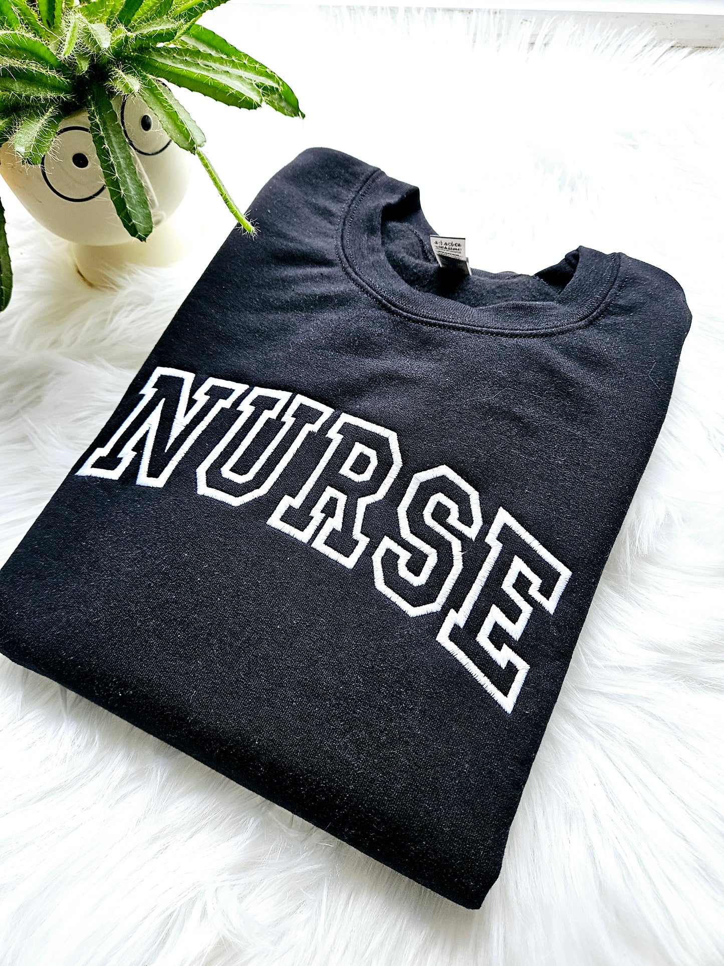 Nurse Embroidered Crewneck Or Hooded Sweatshirt