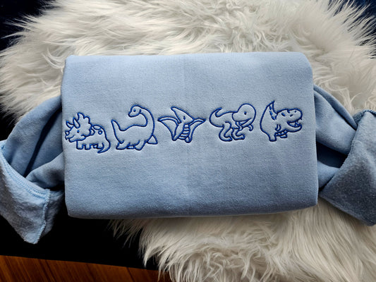 Cute Dinosaurs Embroidered  Crewneck Sweatshirt