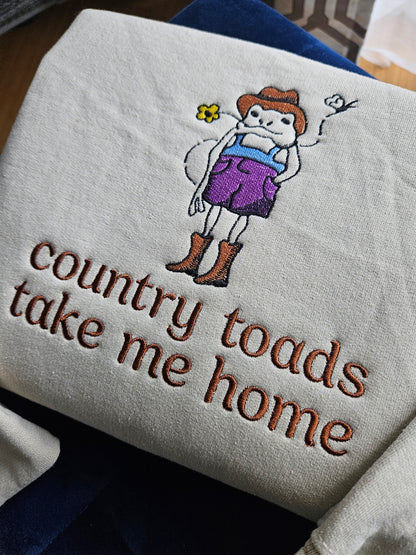 Country Toads Take Me Home Embroidered Sweatshirt