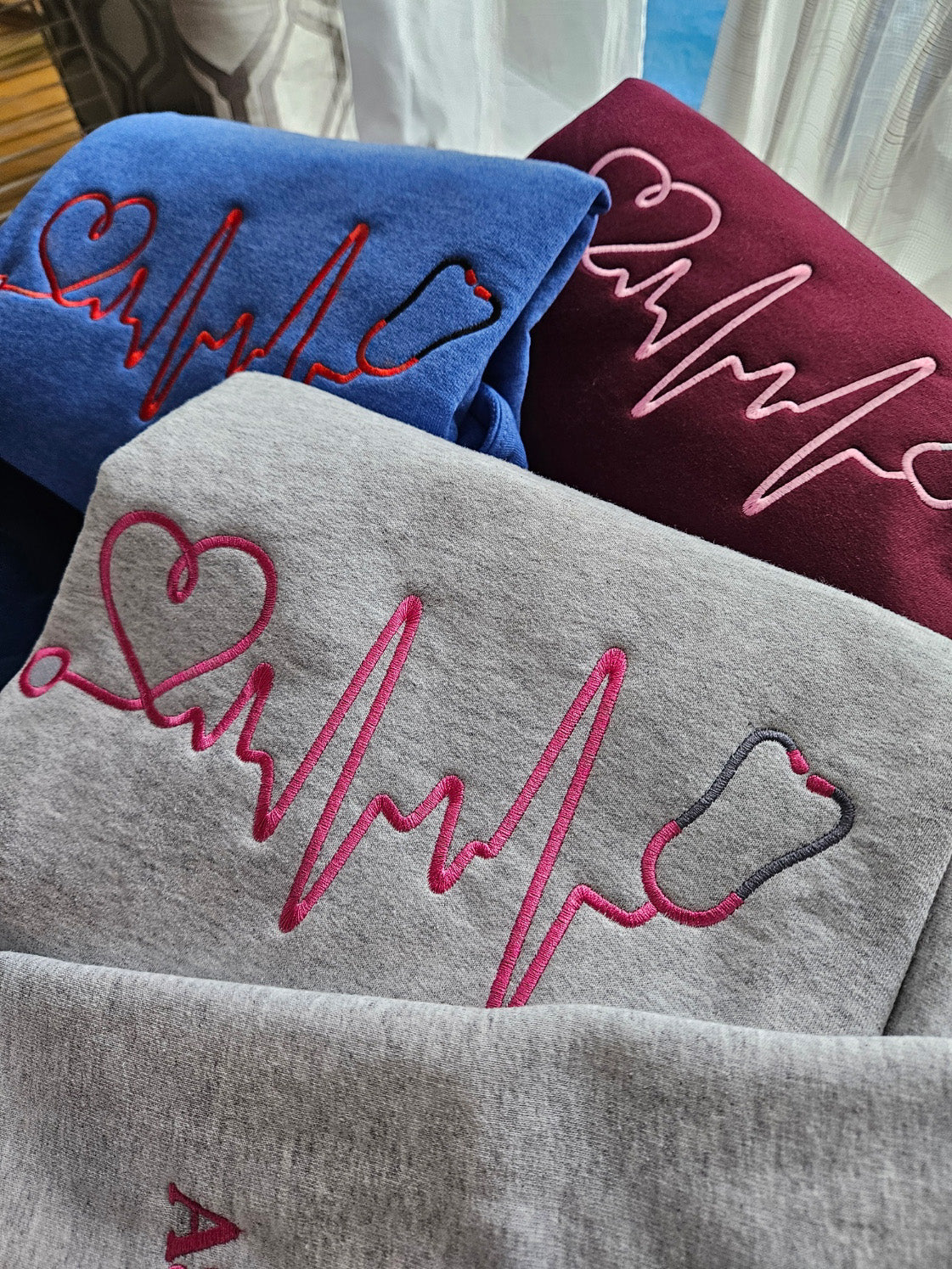 Stethoscope Heartbeat Embroidery Sweatshirt