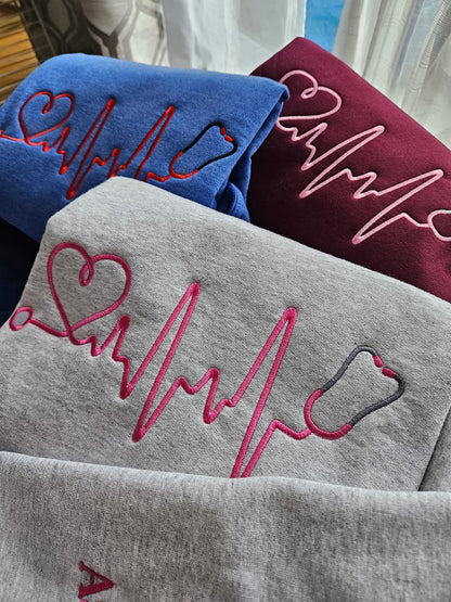 Stethoscope Heartbeat Embroidery Sweatshirt