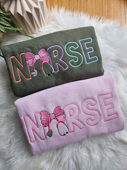 Nurse BowEmbroidered Sweatshirt