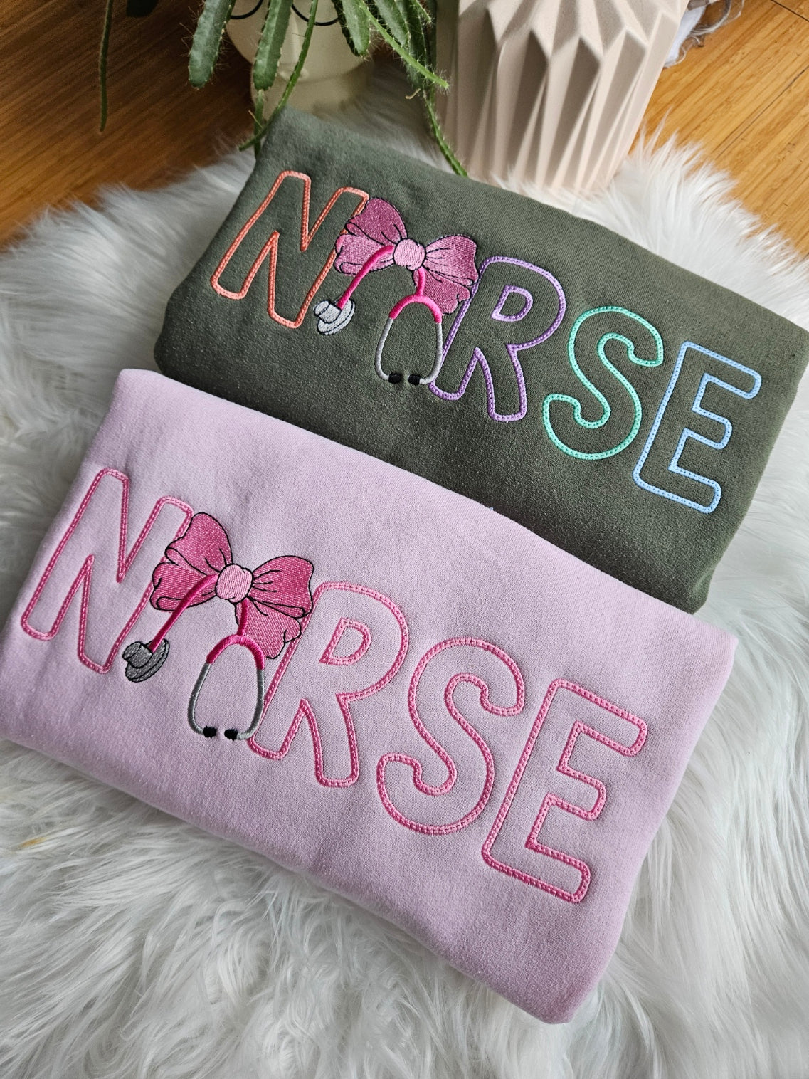 Nurse BowEmbroidered Sweatshirt