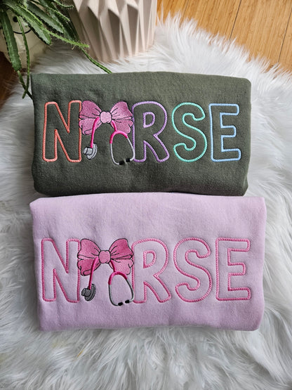 Nurse BowEmbroidered Sweatshirt