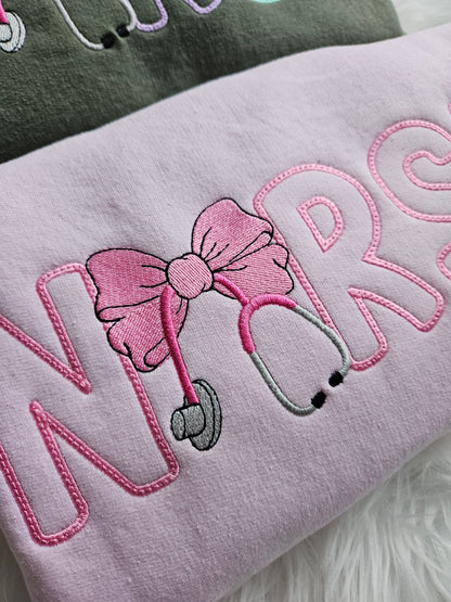 Nurse BowEmbroidered Sweatshirt