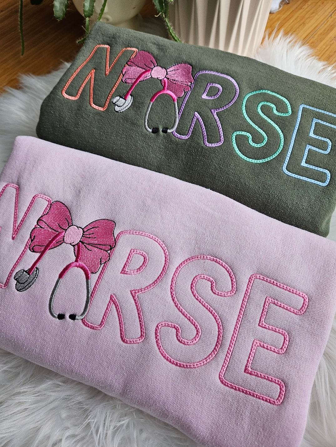 Nurse BowEmbroidered Sweatshirt