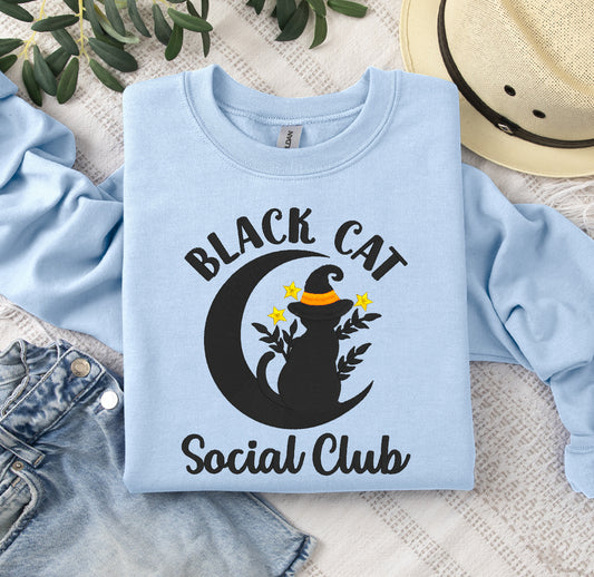 Black Cat Social Club Embroidered Crewneck Sweatshirt