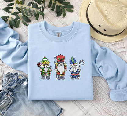 Christmas Nurcracker Gnome Embroidered Crewneck Sweatshirt