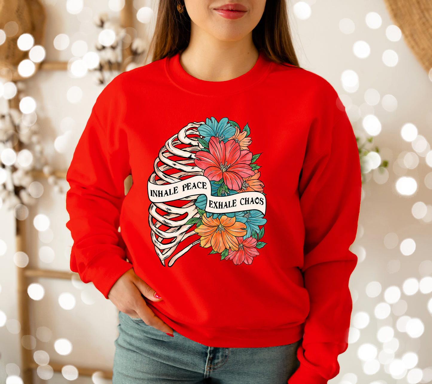 Inhale peace Exhale Chaos Crewneck Sweatshirt