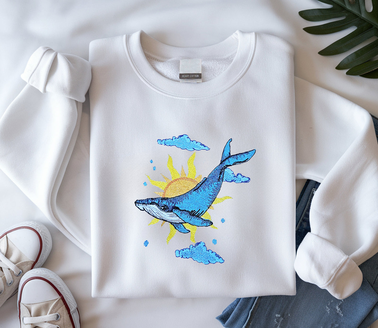 Blue Whale Embroidered Sweatshirt