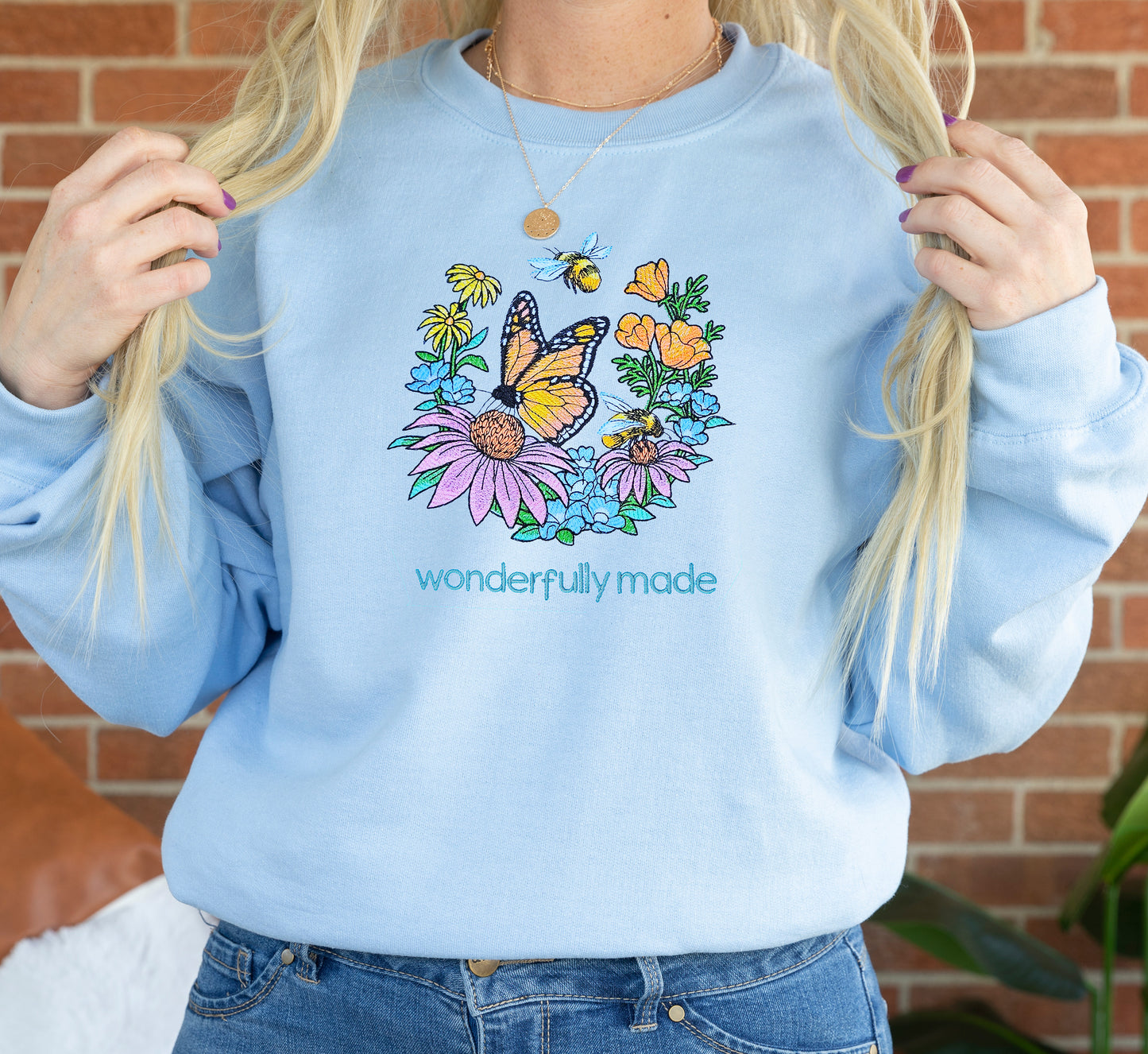 Wonderfully Made Garden Embroidered Crewneck Sweatshirt