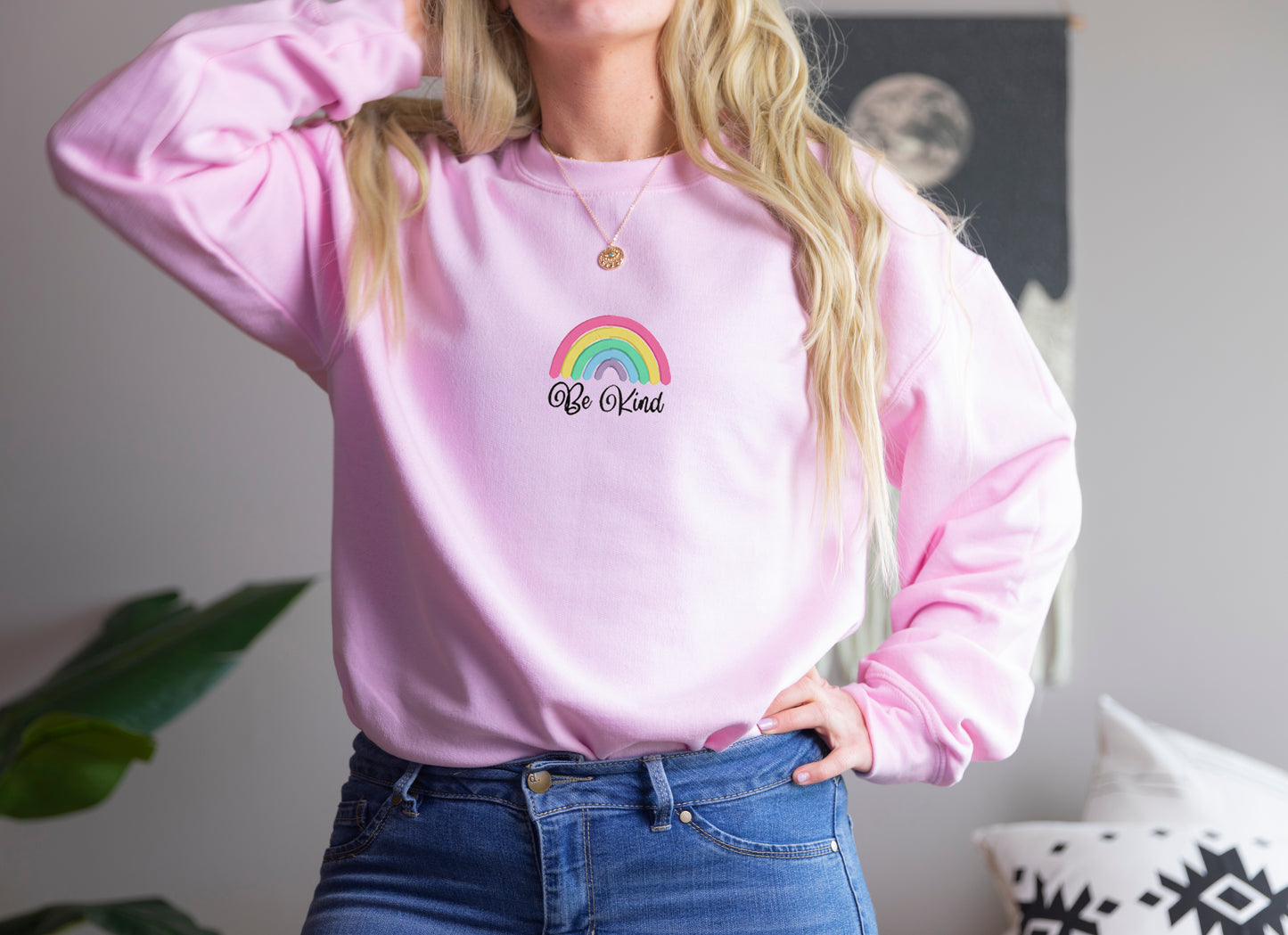 Be Kind Embroidered Crewneck Sweatshirt