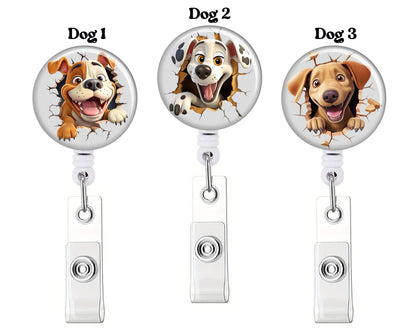 Dog Button Badge Reel