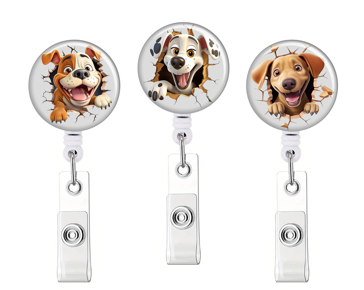 Dog Button Badge Reel