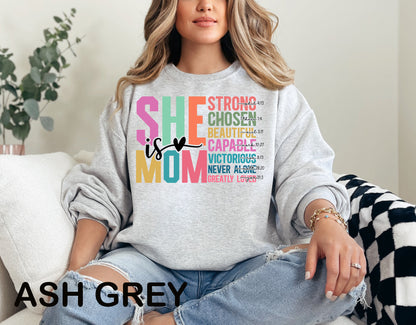 She Is Mom Crewneck Sweatshirt