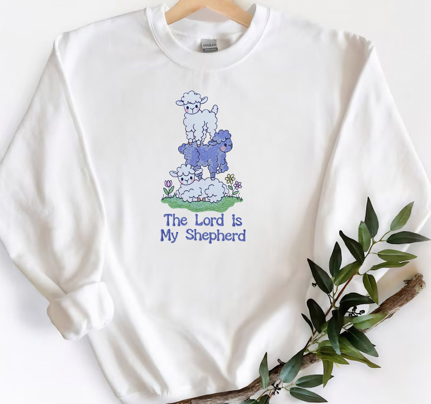 The Lord is My Shepherd Embroidered Crewneck Sweatshirt