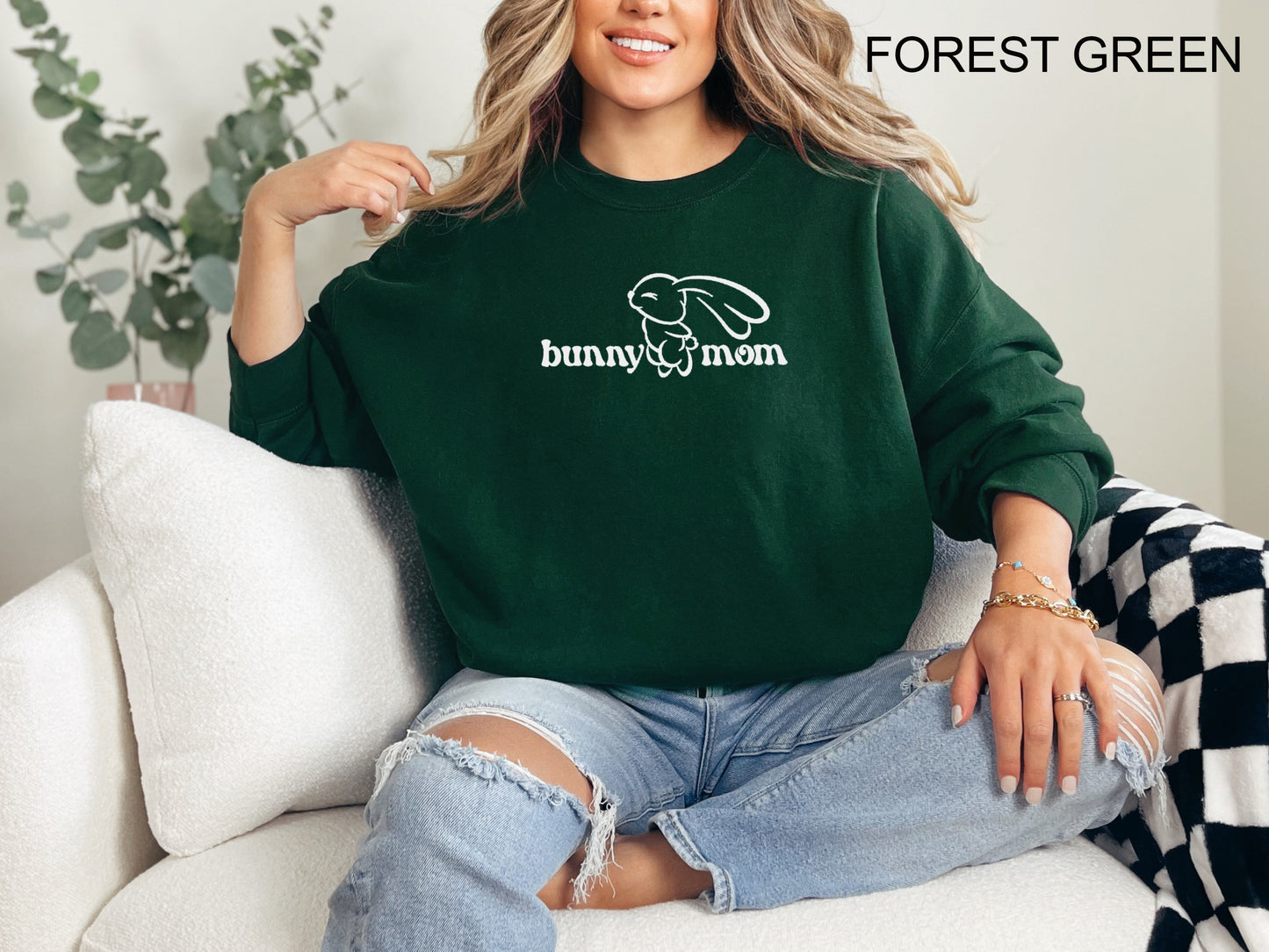 Bunny Mom Embroidered  Sweatshirt