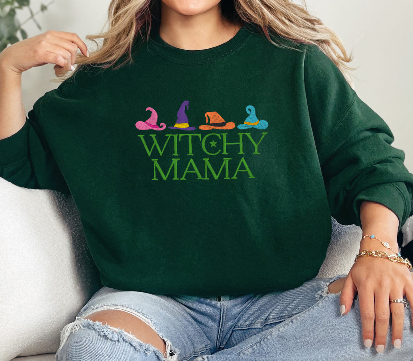 Witchy Mama Embroidered Crewneck Sweatshirt