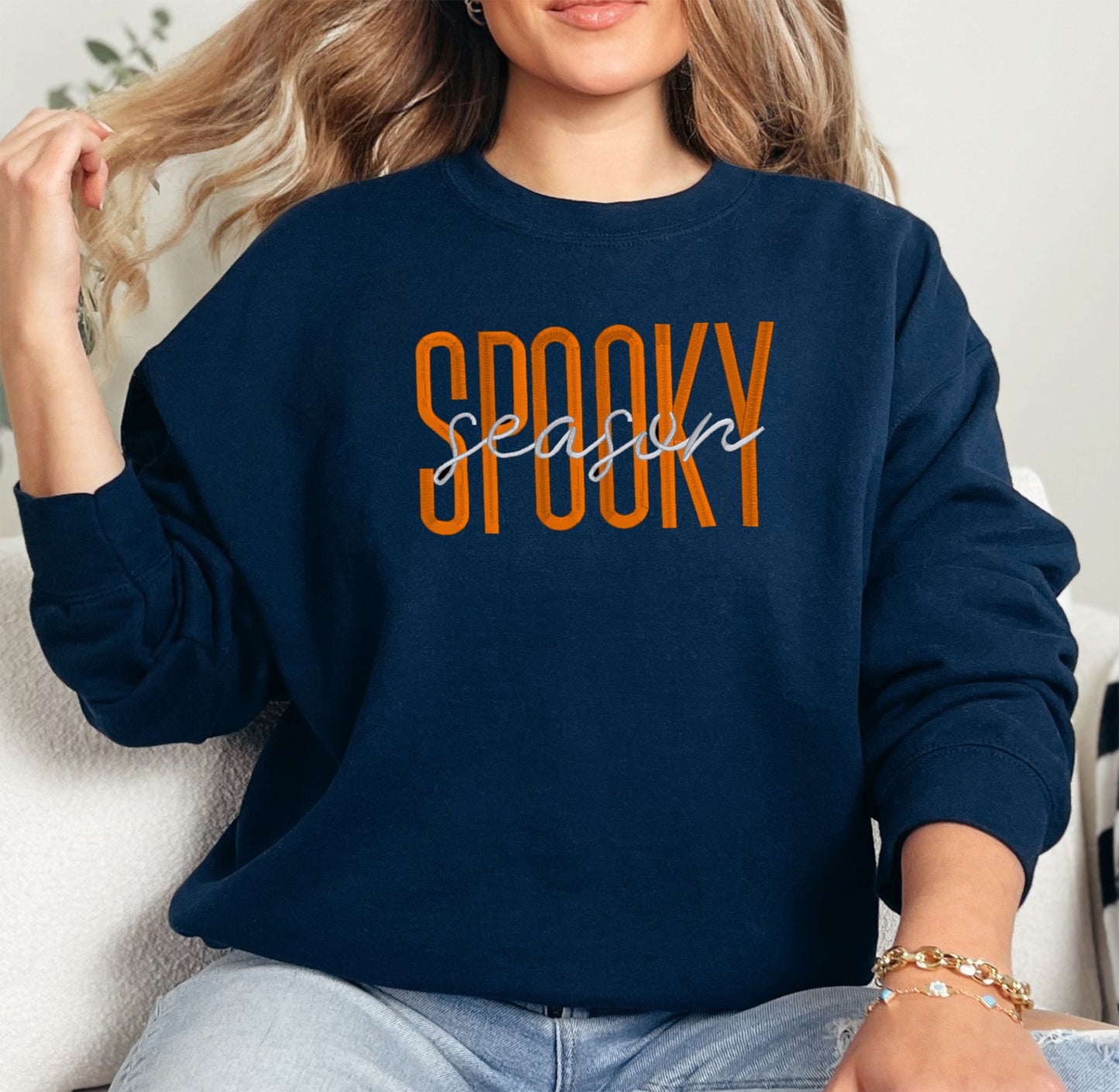 Spooky Season Embroidered Crewneck Sweatshirt