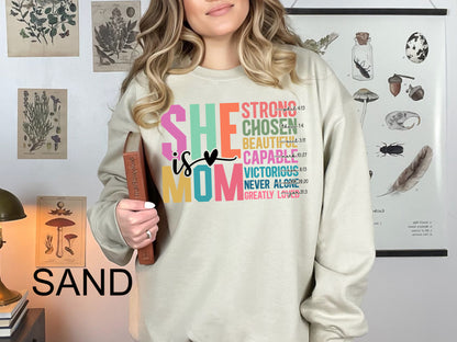 She Is Mom Crewneck Sweatshirt