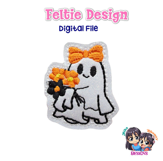 Ghost With Flower Feltie Design