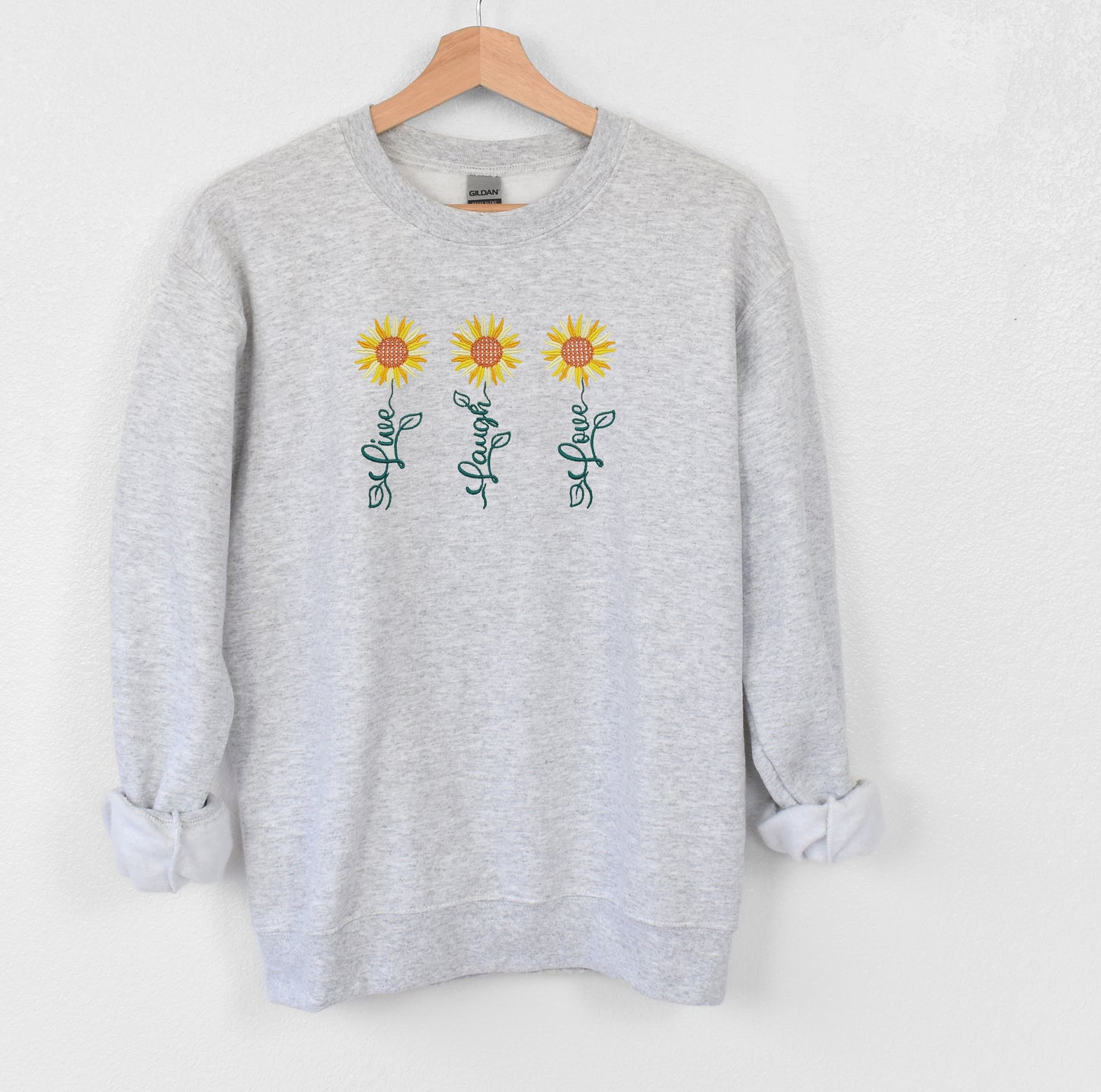 Live Love Laugh Embroidered Crewneck Sweatshirt