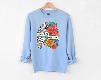 Inhale peace Exhale Chaos Crewneck Sweatshirt