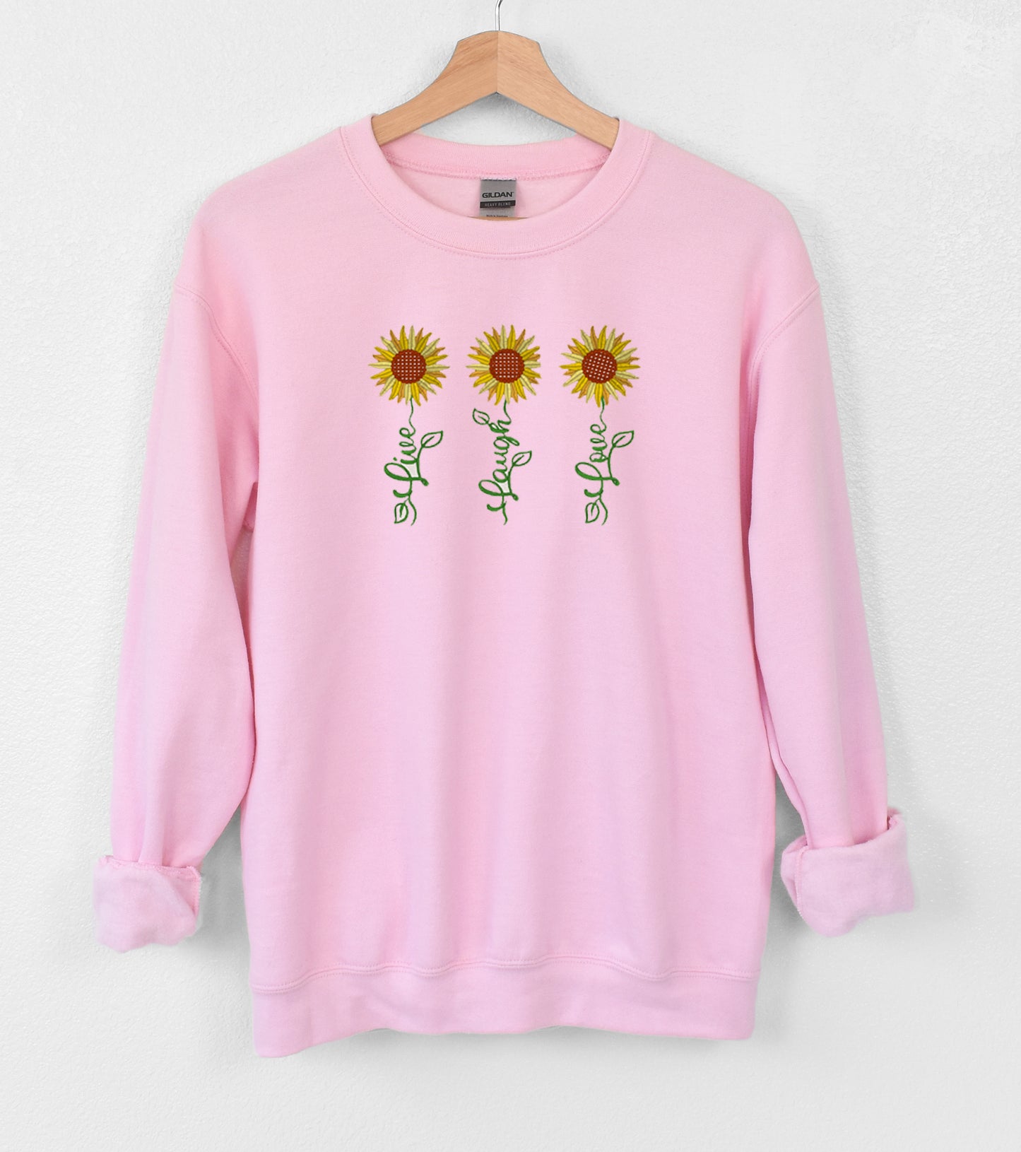 Live Love Laugh Embroidered Crewneck Sweatshirt