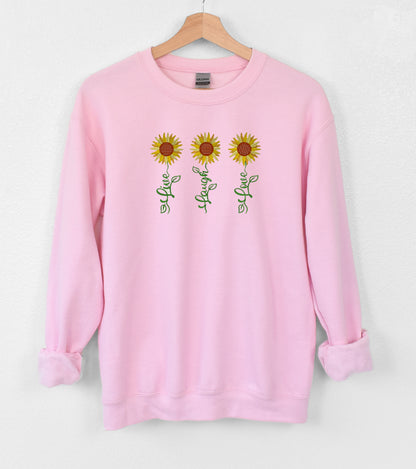 Live Love Laugh Embroidered Crewneck Sweatshirt