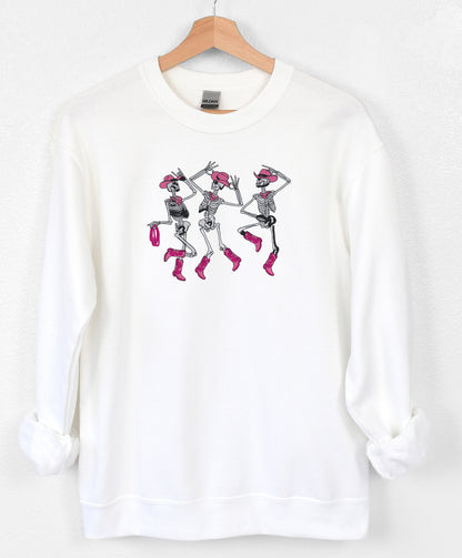 Girly Skeleton Halloween Embroidered Sweatshirt